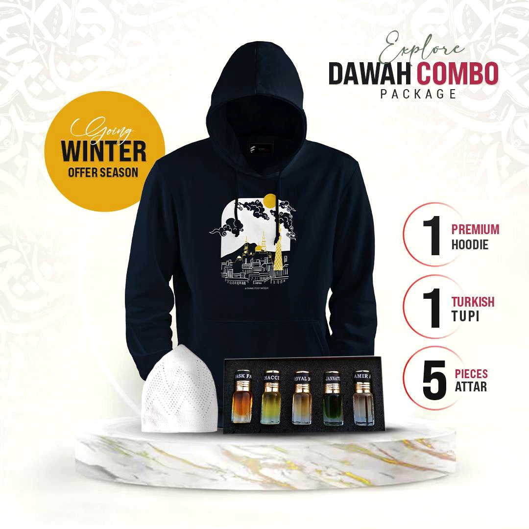 ১টি প্রিমিয়াম হুডি, ৫টি প্রিমিয়াম আতর এবং ১টি টুপি (কম্বো প্যাক)