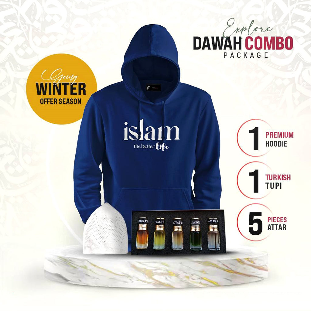 ১টি প্রিমিয়াম হুডি, ৫টি প্রিমিয়াম আতর এবং ১টি টুপি (কম্বো প্যাক)
