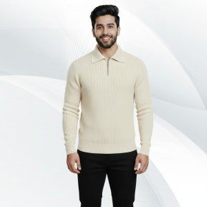 Men's Rib high Neck Sweater Half zipper