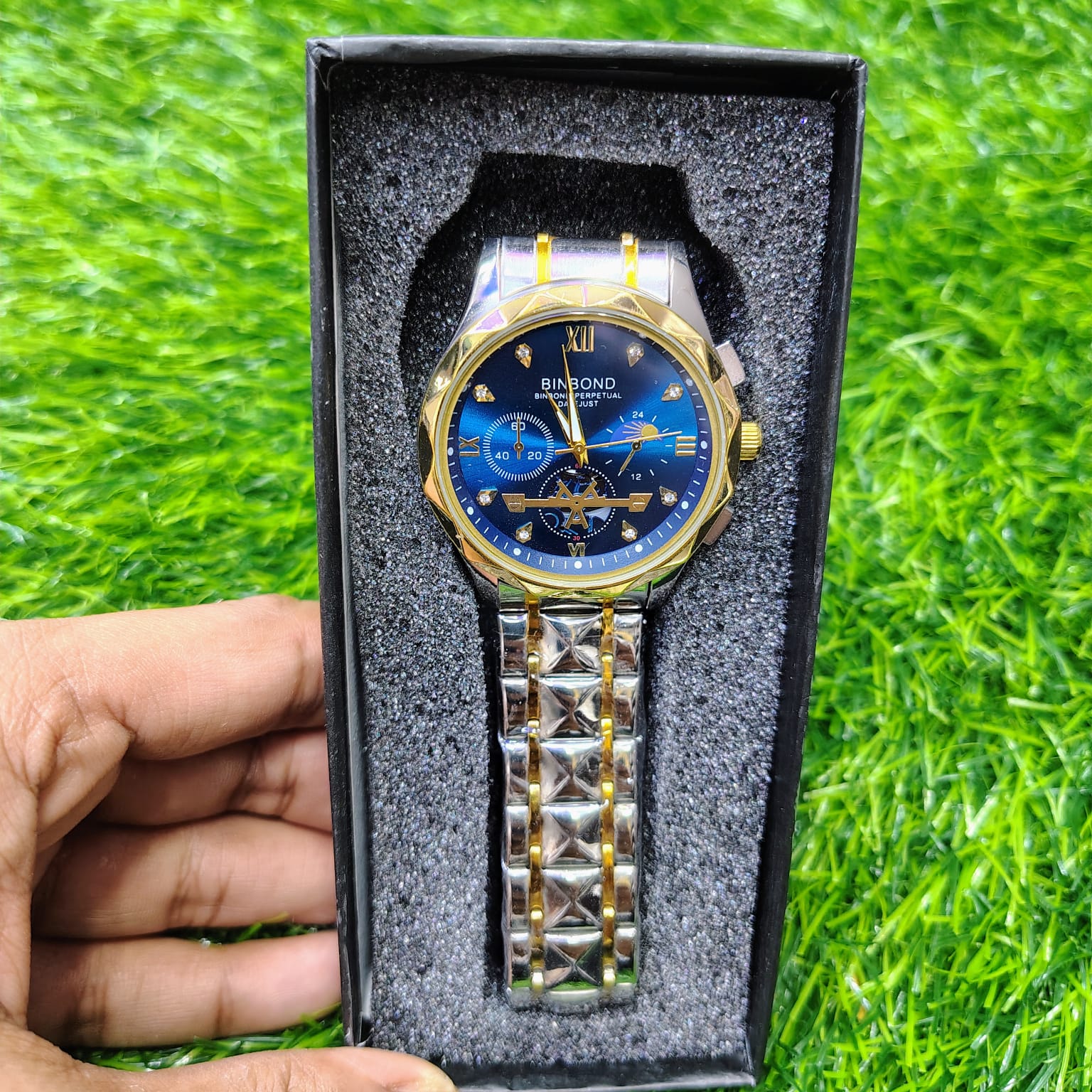 BINBOND 2521 Luxury Brand Luminous Quartz Watch For Men (Blue)