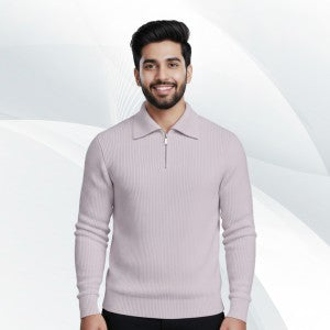Men's Rib high Neck Sweater Half zipper