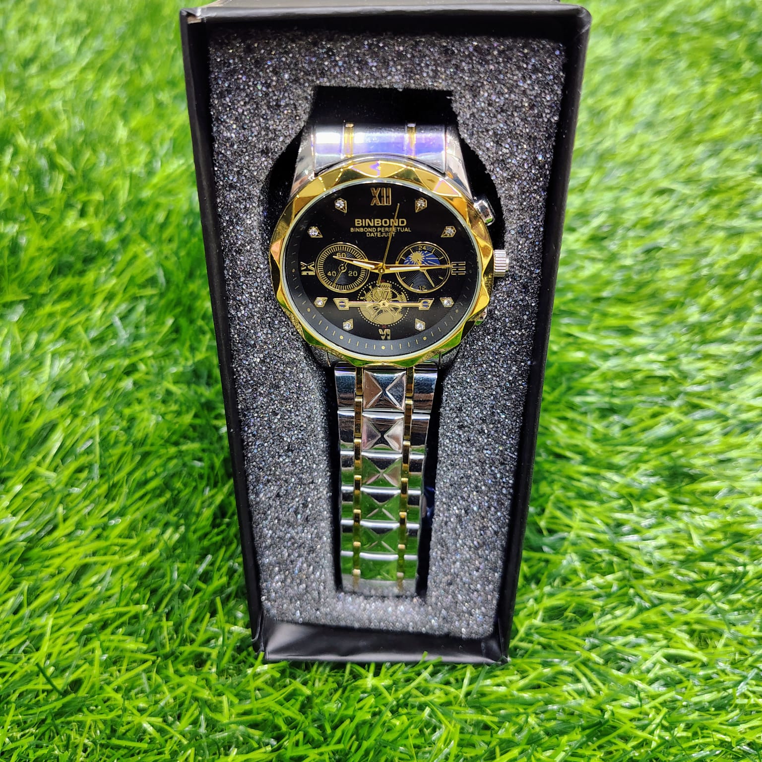 BINBOND B1236 Brand Fashion Tourbillon Dial Quartz Watches Men’s Luxury Stainless Steel + Free Chain cutter