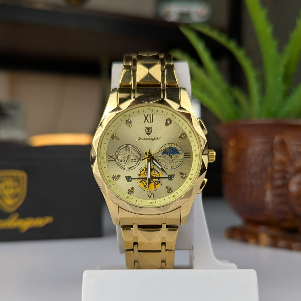 POEDAGAR 996 Luxury Man Luminous Chronograph Watch for Men Stainless Steel Men's Quartz Watches